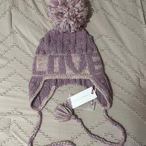 LoveShackFancy NWT Cozy Lilac Knit Pom-Pom Hat